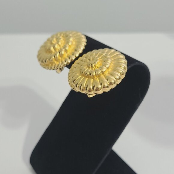 Alfred Sung Matt Gold Spiral Clip on Earrings-Vintage - Picture 2 of 9